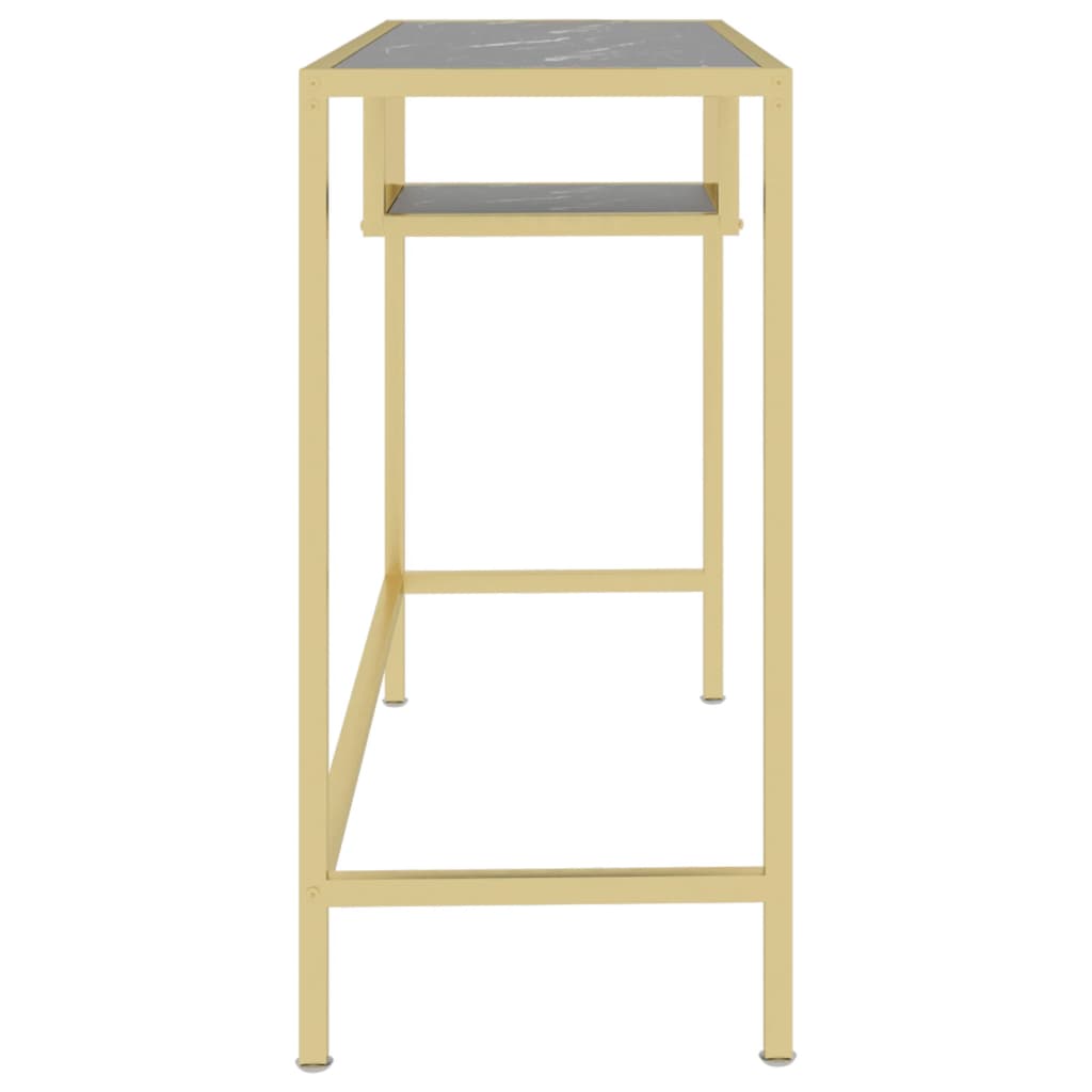 vidaXL Γραφείο Υπολογιστή Μαύρο Όψη Μαρμάρου 100x36x74 εκ Ψημένο Γυαλί