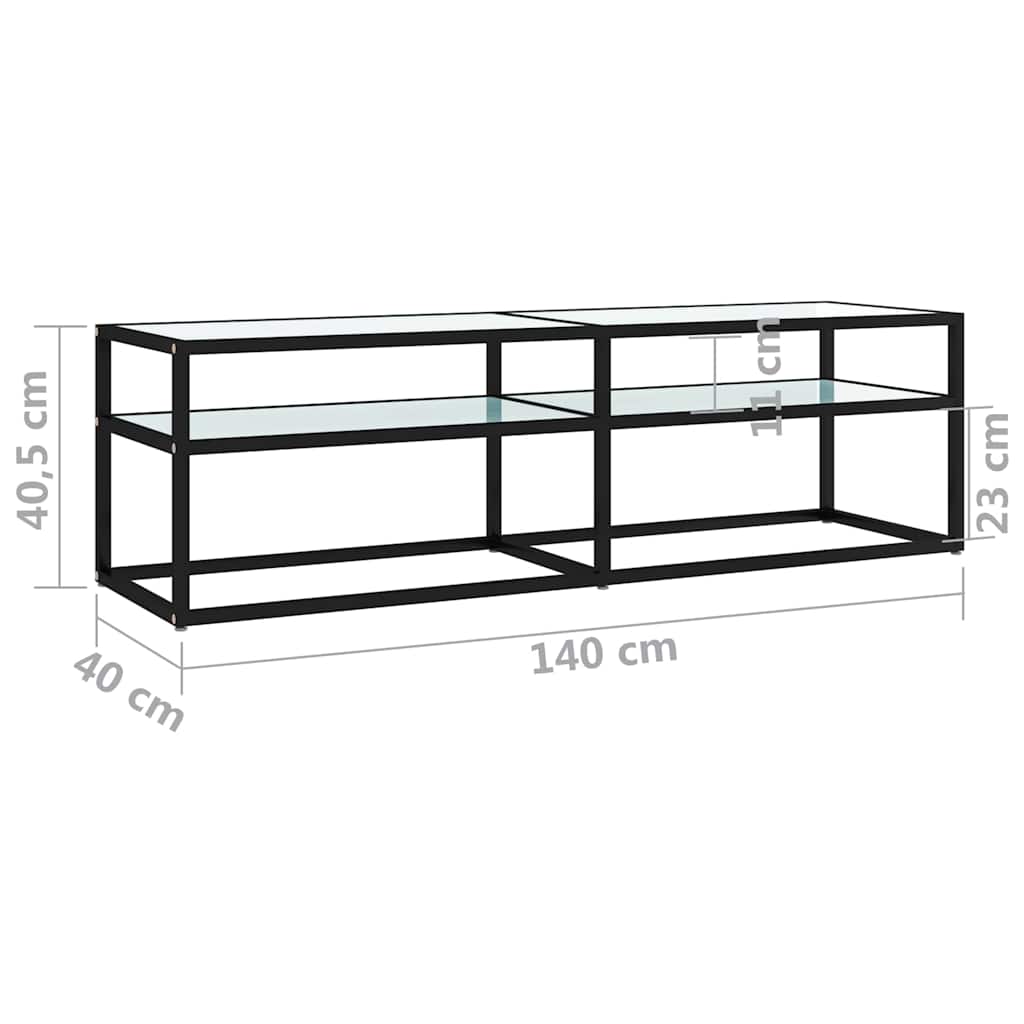 vidaXL Έπιπλο Τηλεόρασης Λευκό Όψη Μαρμάρου 140x40x40,5εκ Γυαλί Ασφαλ.