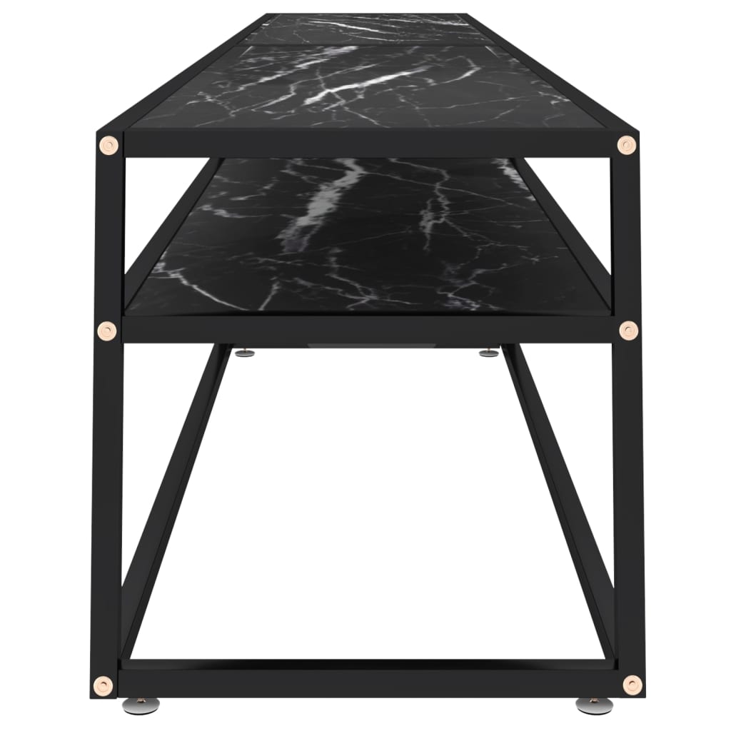 vidaXL Έπιπλο Τηλεόρασης Μαύρο Όψη Μαρμάρου 220x40x40,5εκ Ψημένο Γυαλί