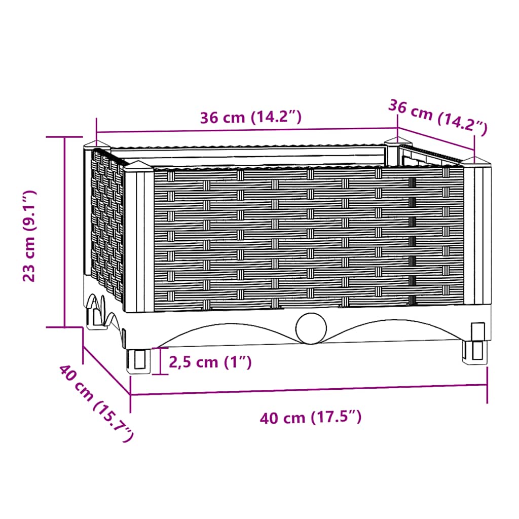 vidaXL Ζαρντινιέρα 40 x 40 x 23 εκ. από Πολυπροπυλένιο