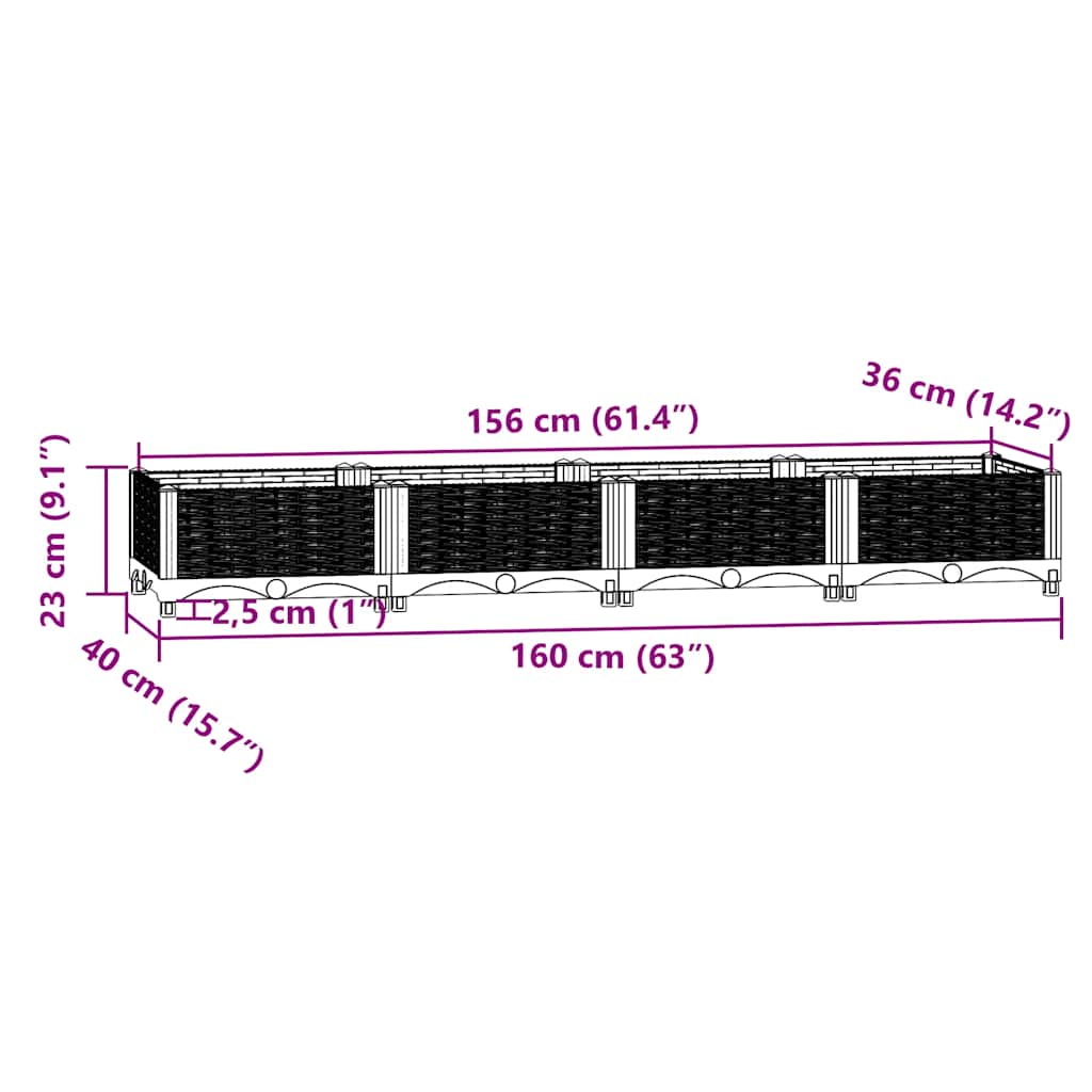 vidaXL Ζαρντινιέρα 160 x 40 x 23 εκ. από Πολυπροπυλένιο