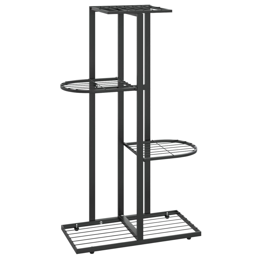 vidaXL Ανθοστήλη 4 Επιπέδων Μαύρη 43 x 22 x 76 εκ. Μεταλλική