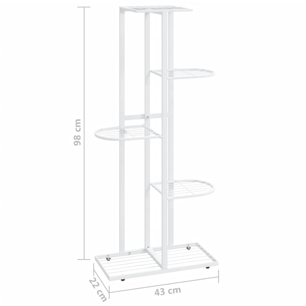 vidaXL Ανθοστήλη 5 Επιπέδων Λευκή 43 x 22 x 98 εκ. Μεταλλική