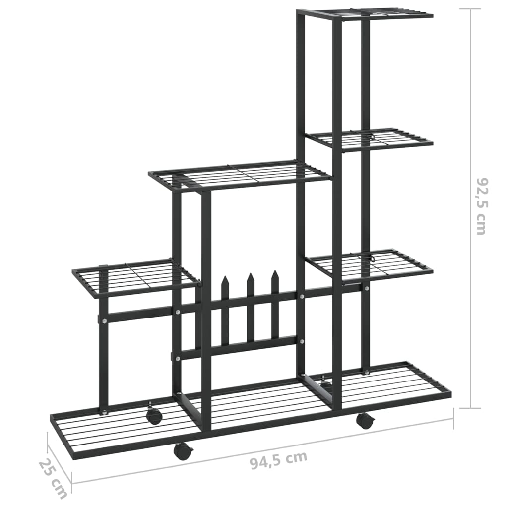 vidaXL Ανθοστήλη με Ρόδες Μαύρη 94,5 x 25 x 92,5 εκ. Μεταλλική