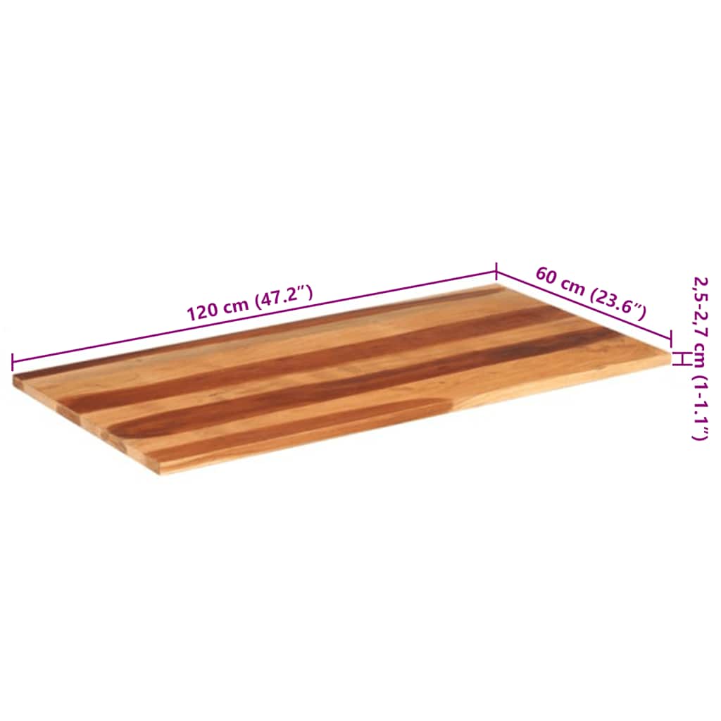 vidaXL Επιφάνεια Τραπεζιού 120x60x(2,5-2,7) εκ. Μασίφ Ξύλο Ακακίας