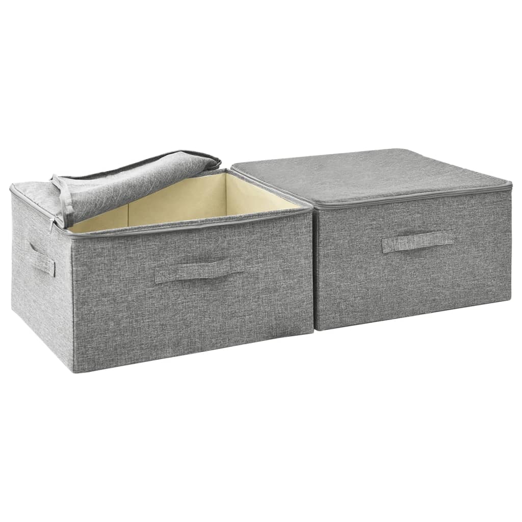 vidaXL Κουτιά Αποθήκευσης 2 τεμ. Γκρι 43 x 34 x 23 εκ. Υφασμάτινα