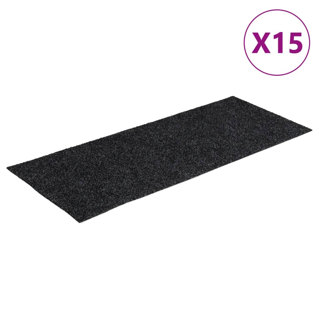 vidaXL Πατάκια Σκάλας Αυτοκόλλητα Ορθογώνια 15 τεμ. Γκρι 60 x 25 εκ.
