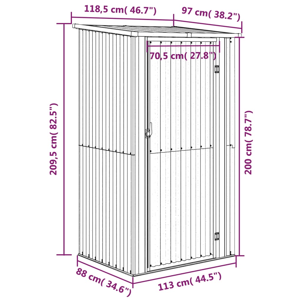 vidaXL Αποθήκη Κήπου Πράσινη 118,5x97x209,5 εκ. Γαλβανισμένο Ατσάλι