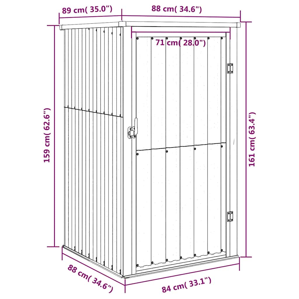 vidaXL Αποθήκη Εργαλείων Κήπου Ανθρακί 88x89x161 εκ. Γαλβαν. Ατσάλι