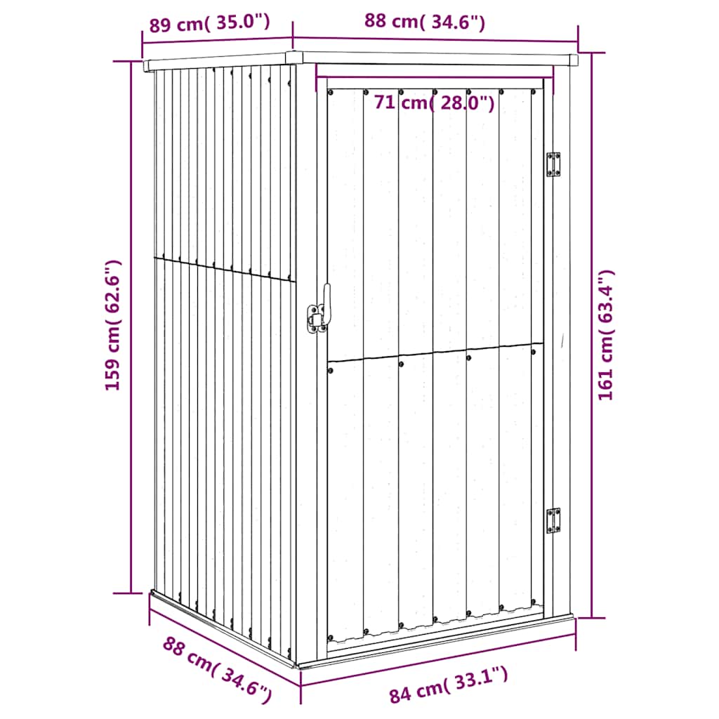 vidaXL Αποθήκη Εργαλείων Κήπου Καφέ 88x89x161 εκ. Γαλβαν. Ατσάλι