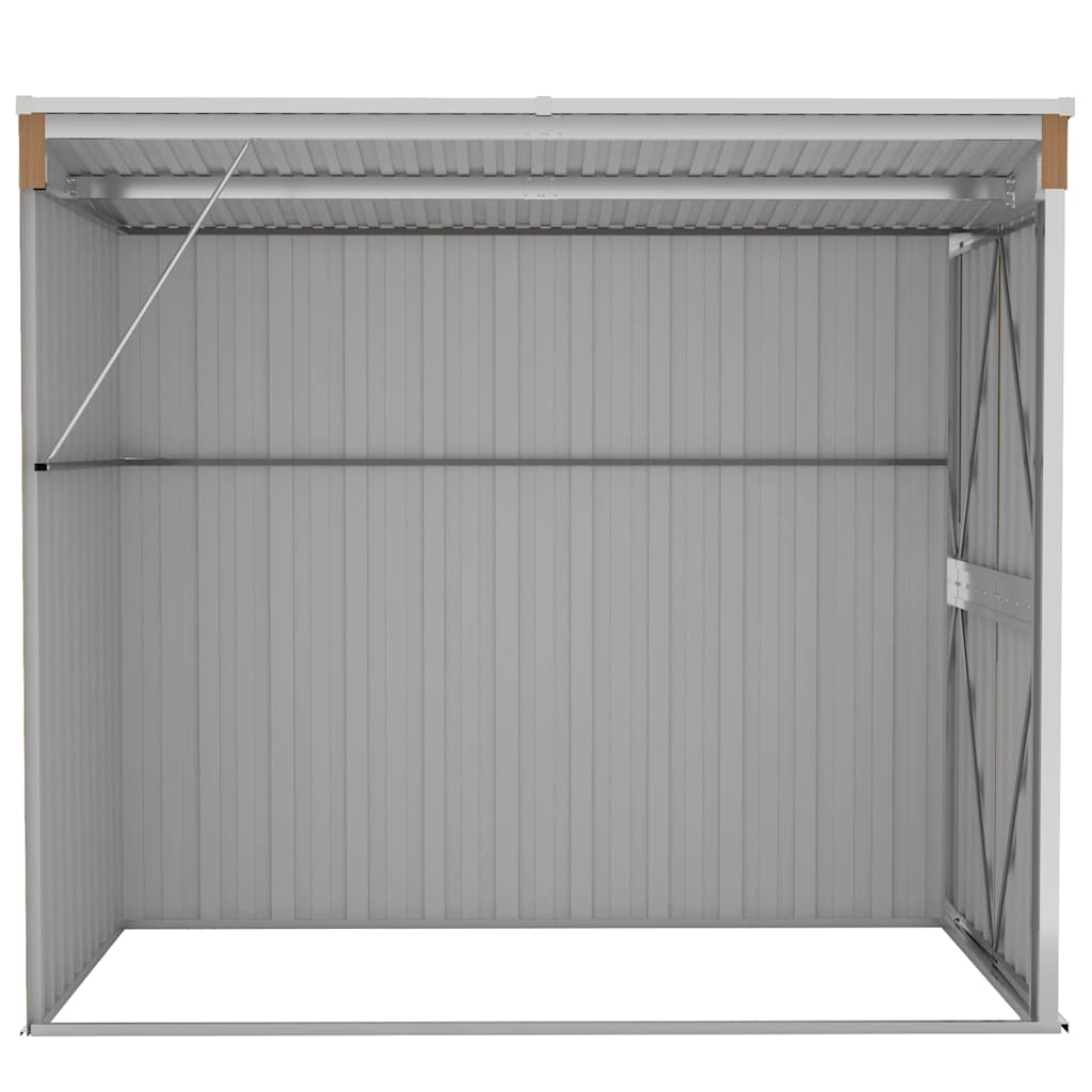 vidaXL Αποθήκη Κήπου Επιτοίχια Καφέ 118x194x178 εκ. από Γαλβ. Ατσάλι
