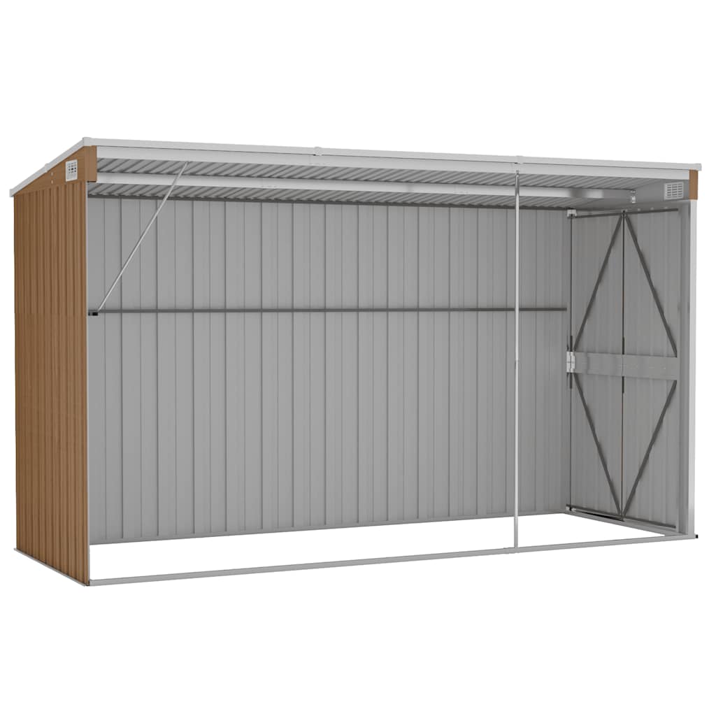 vidaXL Αποθήκη Κήπου Επιτοίχια Καφέ 118x288x178 εκ από Γαλβ. Ατσάλι