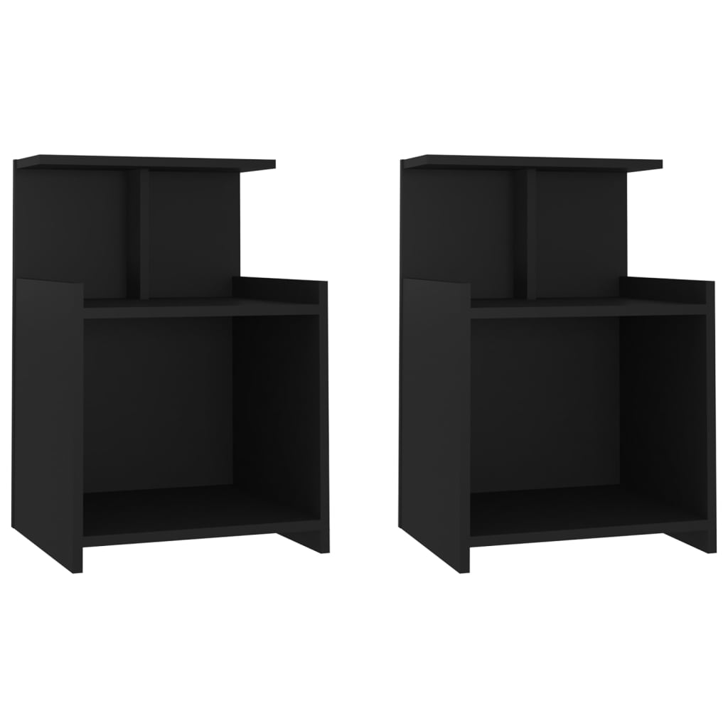 vidaXL Κομοδίνα 2 τεμ. Μαύρα 40 x 35 x 60 εκ. από Επεξ. Ξύλο