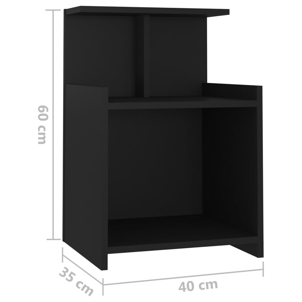 vidaXL Κομοδίνα 2 τεμ. Μαύρα 40 x 35 x 60 εκ. από Επεξ. Ξύλο