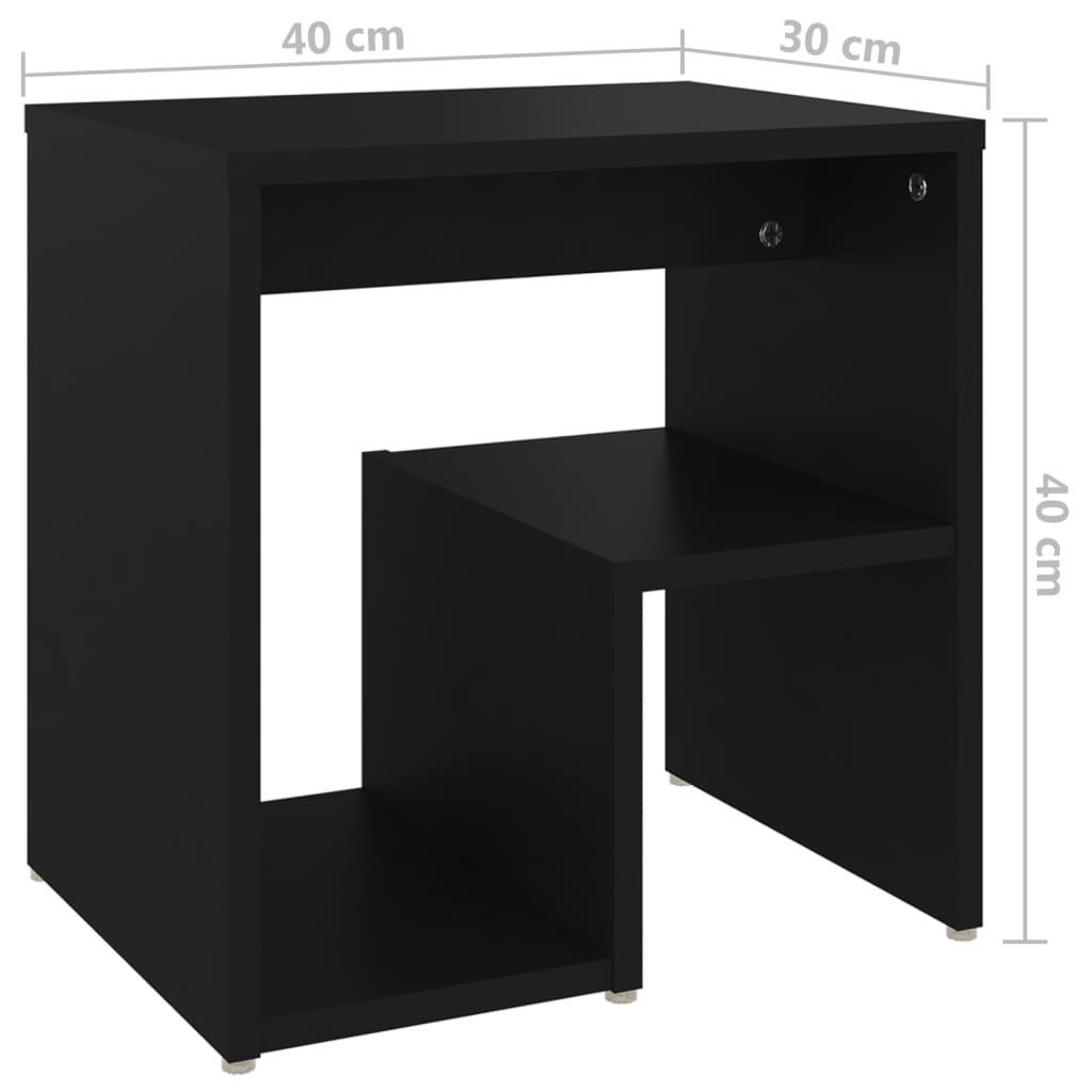 vidaXL Κομοδίνα 2 τεμ. Μαύρα 40 x 30 x 40 εκ. από Επεξ. Ξύλο