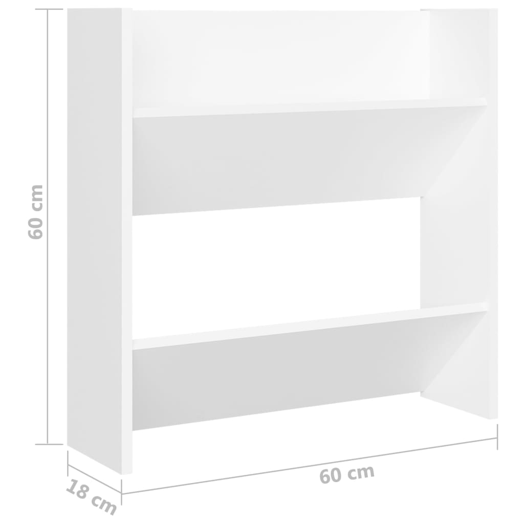 vidaXL Παπουτσοθήκες Τοίχου 4 τεμ. Λευκές 60x18x60 εκ. από Επεξ. Ξύλο