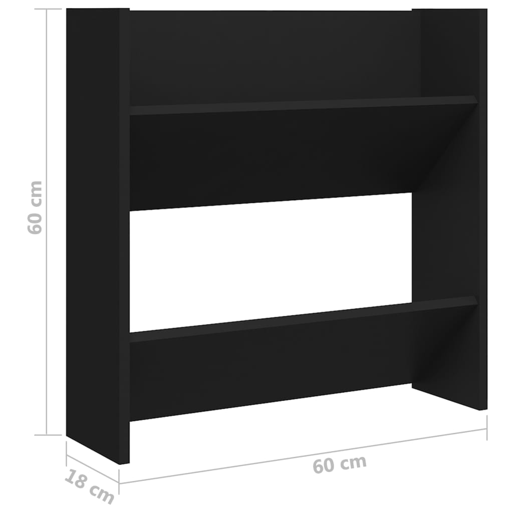 vidaXL Παπουτσοθήκη Τοίχου Μαύρη 60 x 18 x 60 εκ. Επεξ. Ξύλο