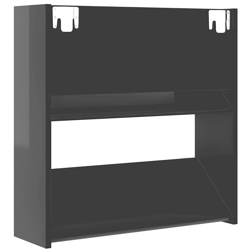 vidaXL Παπουτσοθήκες Τοίχου 2 τεμ. Γυαλ. Γκρι 60x18x60εκ. Επεξ. Ξύλο