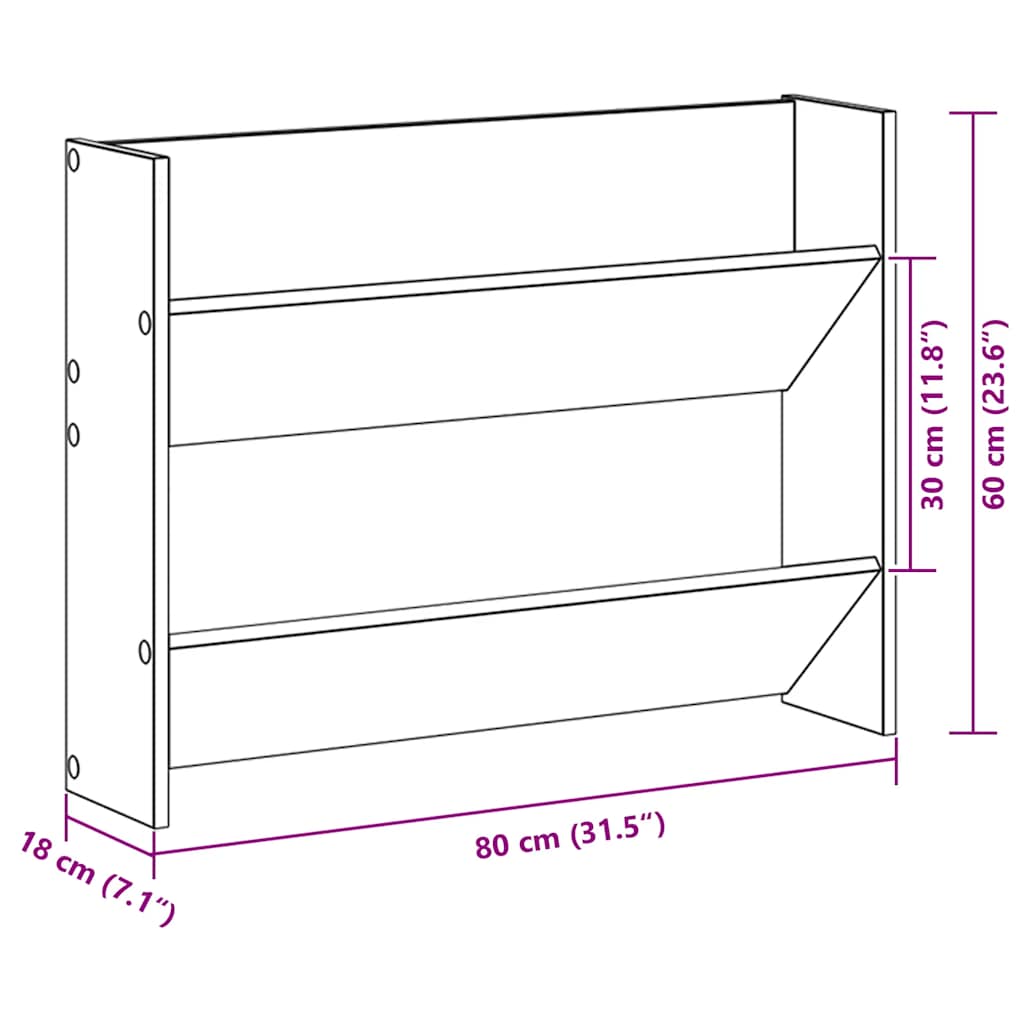 vidaXL Παπουτσοθήκη Τοίχου Λευκή 80 x 18 x 60 εκ. από Επεξ. Ξύλο
