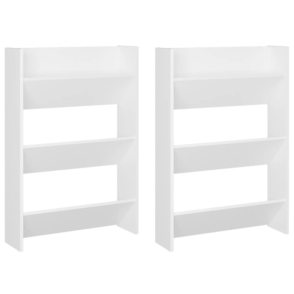 vidaXL Παπουτσοθήκες Τοίχου 2 τεμ. Λευκές 60x18x90 εκ. από Μοριοσανίδα
