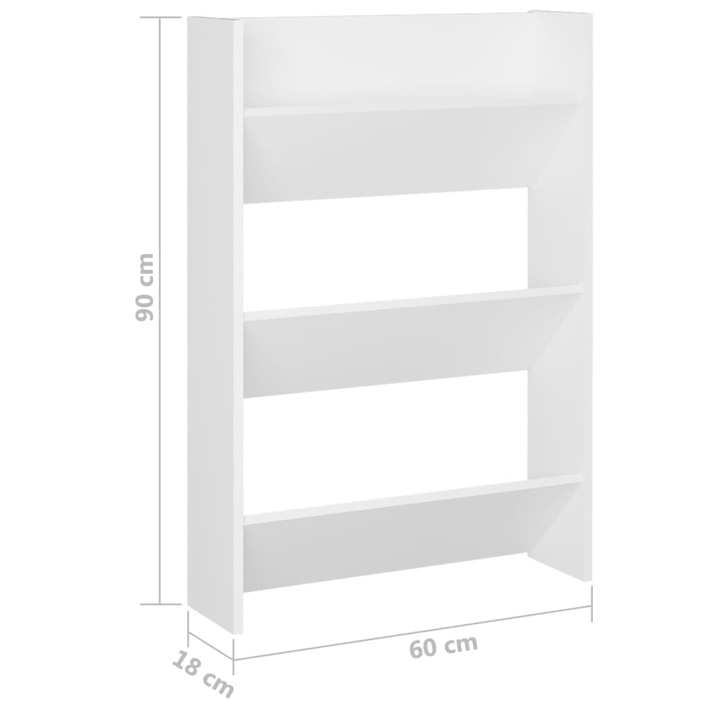 vidaXL Παπουτσοθήκες Τοίχου 2 τεμ. Λευκές 60x18x90 εκ. από Μοριοσανίδα
