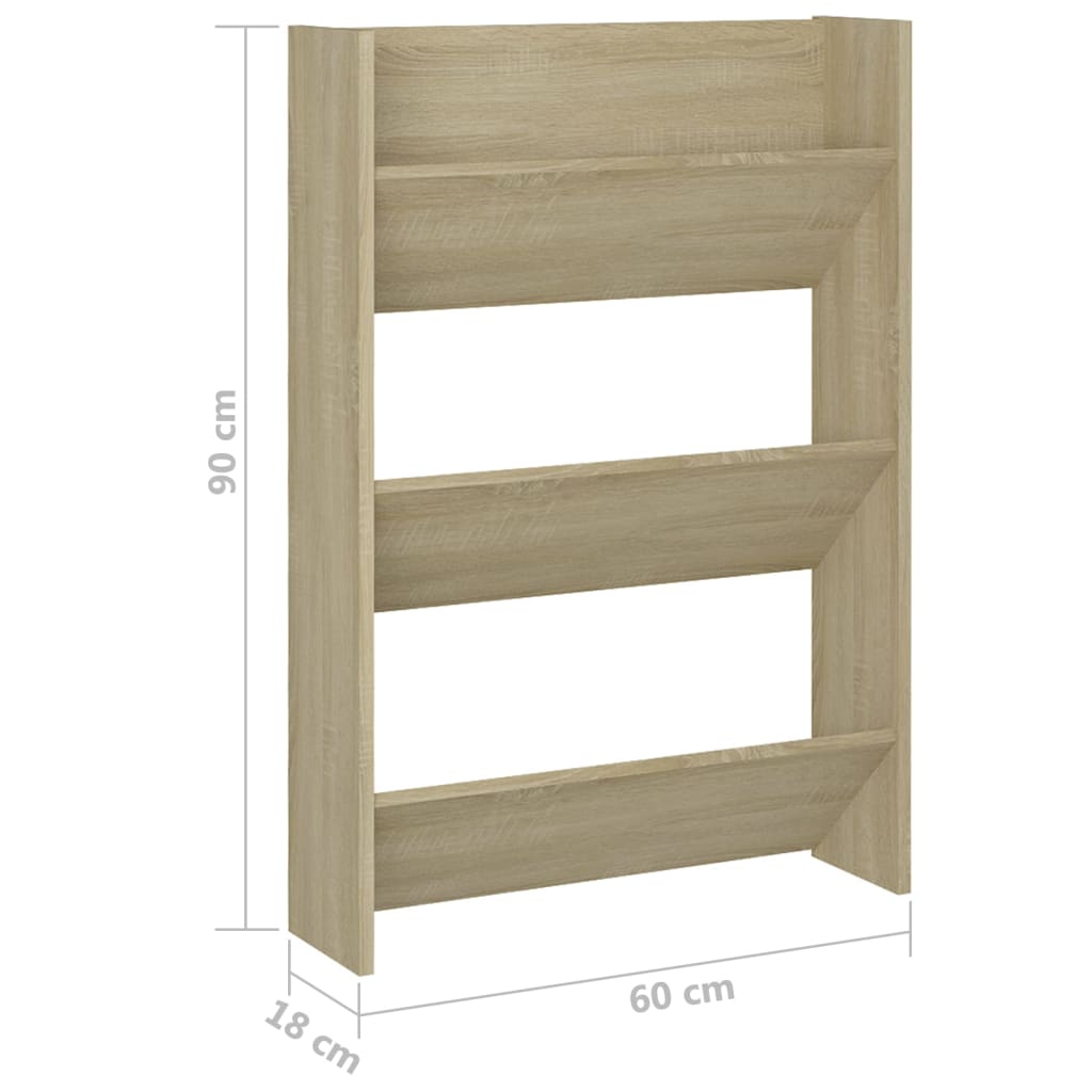 vidaXL Παπουτσοθήκη Τοίχου Sonoma Δρυς 60x18x90 εκ. Μοριοσανίδα