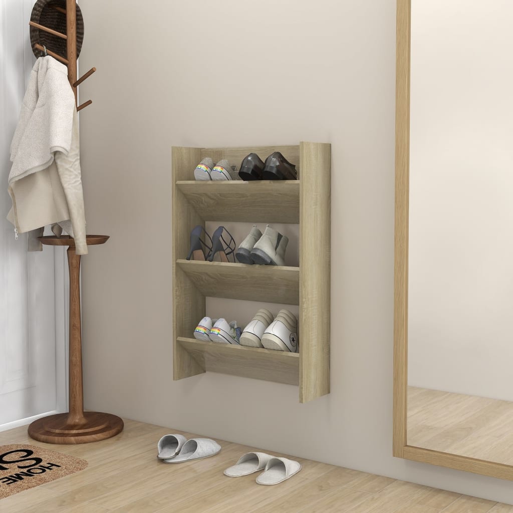 vidaXL Παπουτσοθήκη Τοίχου Sonoma Δρυς 60x18x90 εκ. Μοριοσανίδα