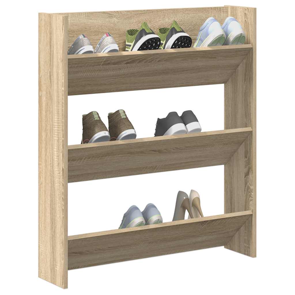 vidaXL Παπουτσοθήκη Τοίχου Sonoma Δρυς 80 x 18 x 90 εκ. Επεξ. Ξύλο