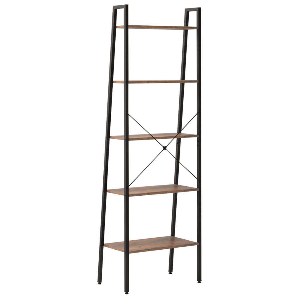 vidaXL Ραφιέρα 5 Επιπέδων Σκούρο Καφέ & Μαύρο 56 x 35 x 174 εκ.
