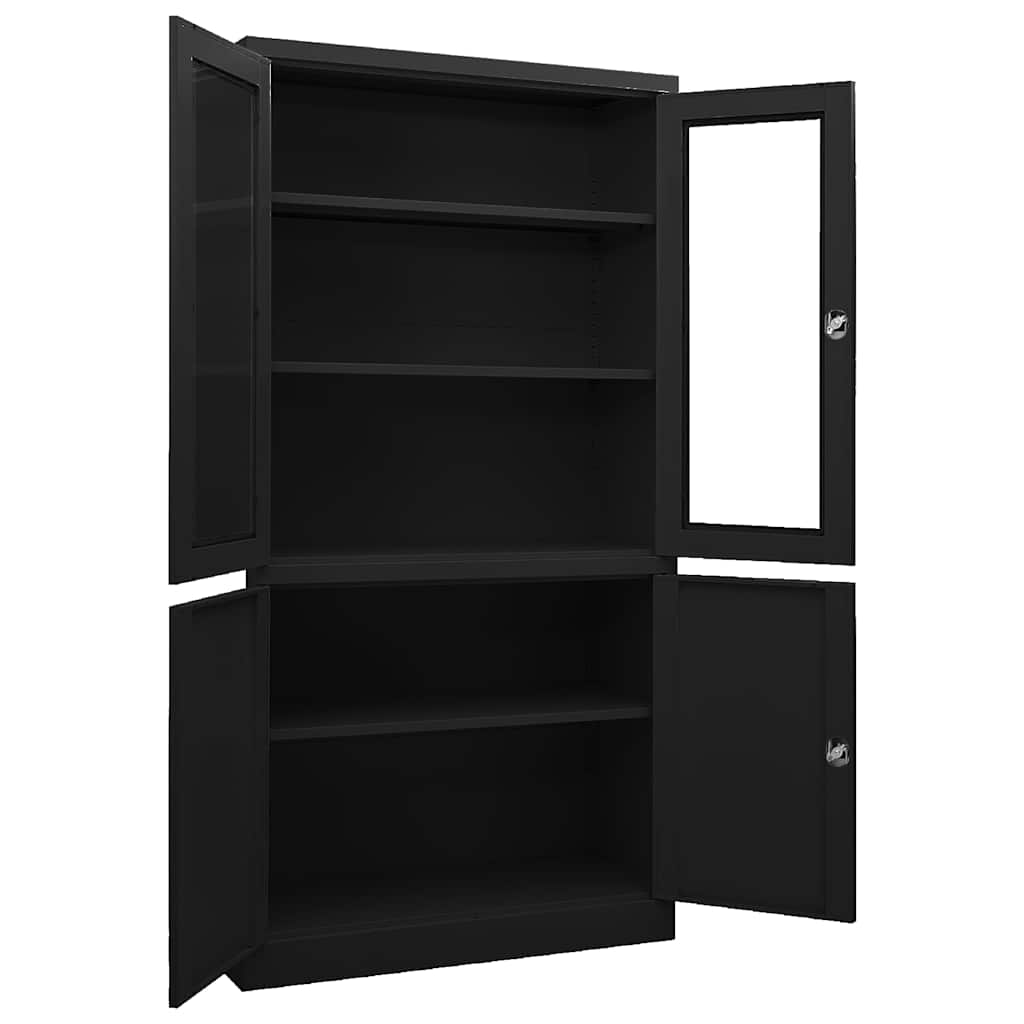 vidaXL Ντουλάπα Γραφείου 90 x 40 x 180 εκ. Μαύρη Ατσάλινη