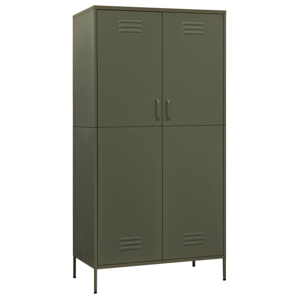 vidaXL Ντουλάπα Πράσινο Λαδί 90 x 50 x 180 εκ. από Ατσάλι