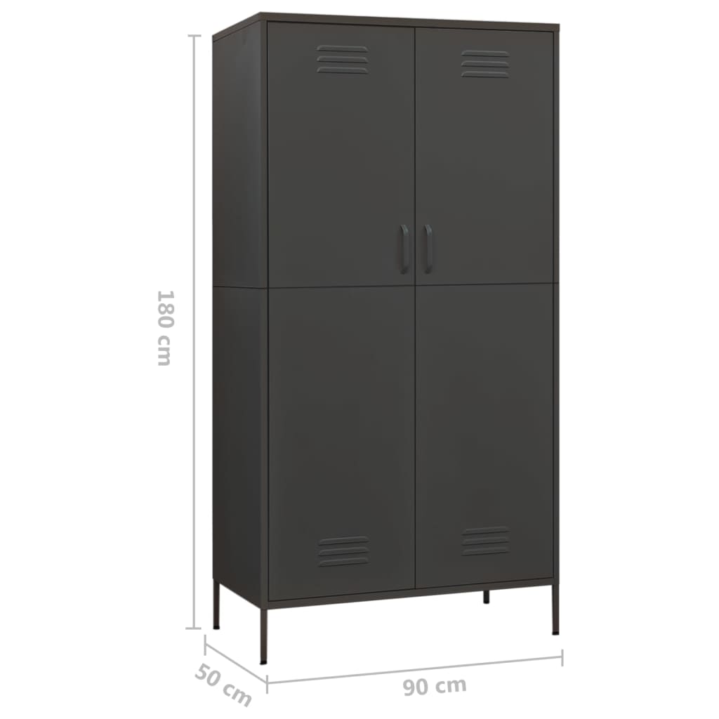 vidaXL Ντουλάπα Ανθρακί 90 x 50 x 180 εκ. από Ατσάλι