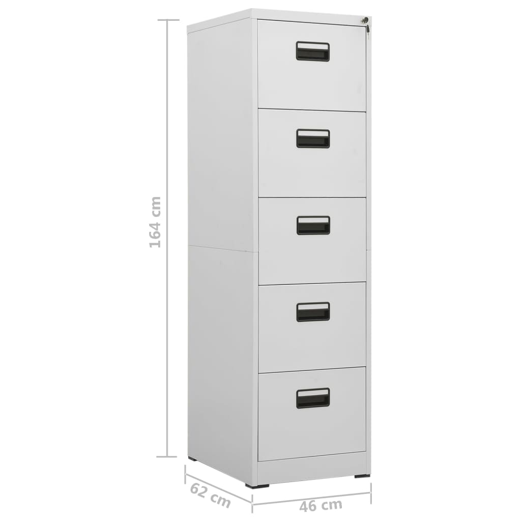vidaXL Αρχειοθήκη Ανοιχτό Γκρι 46 x 62 x 164 εκ. από Ατσάλι