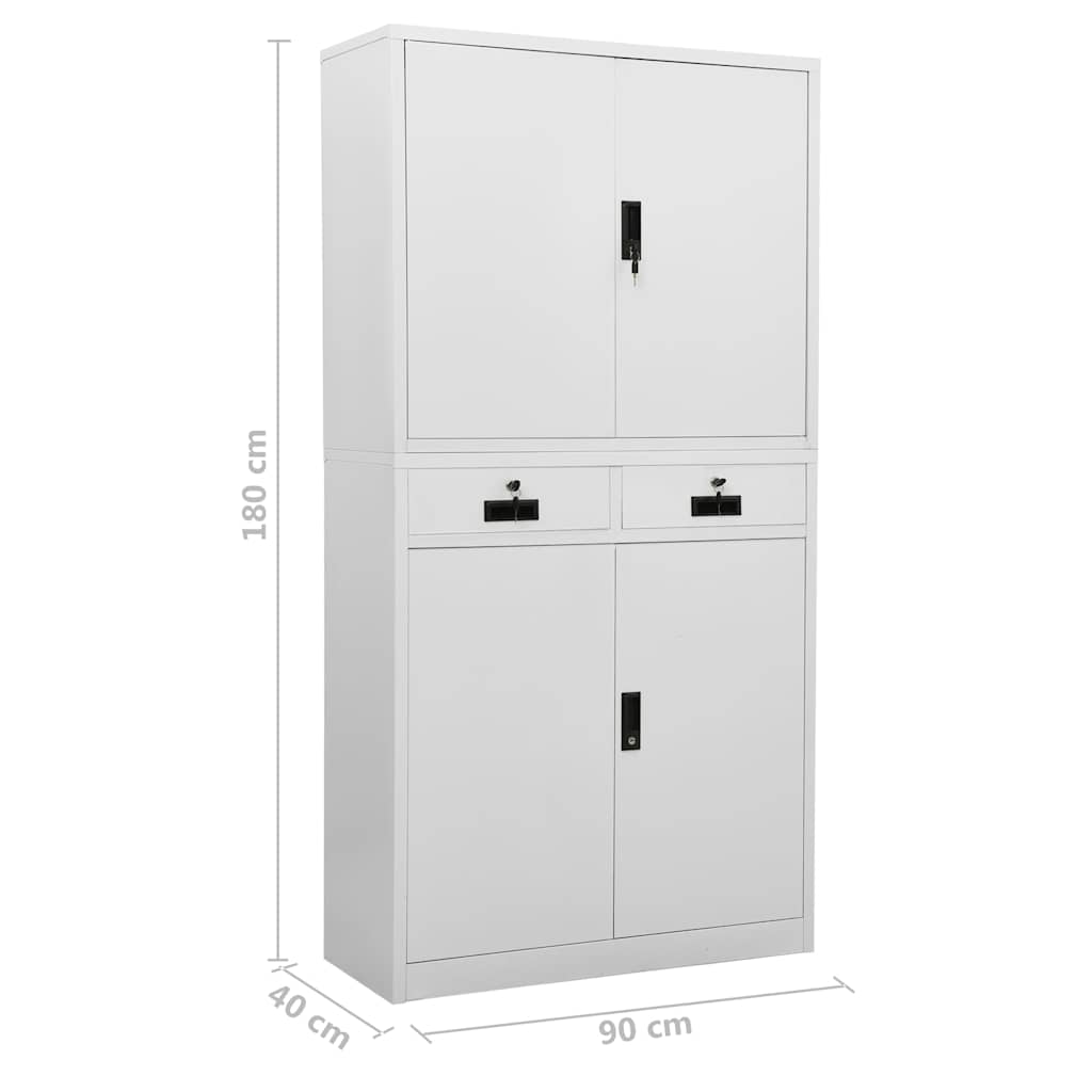 vidaXL Ντουλάπα Γραφείου Ανοιχτό Γκρι 90 x 40 x 180 εκ. Ατσάλινη