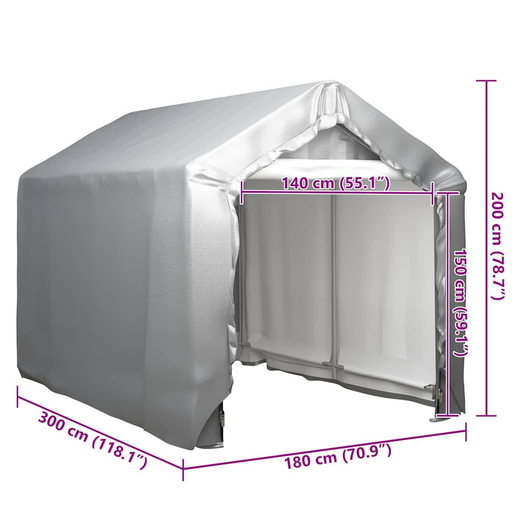 vidaXL Τέντα Αποθήκευσης Γκρι 180 x 300 εκ. Ατσάλινη