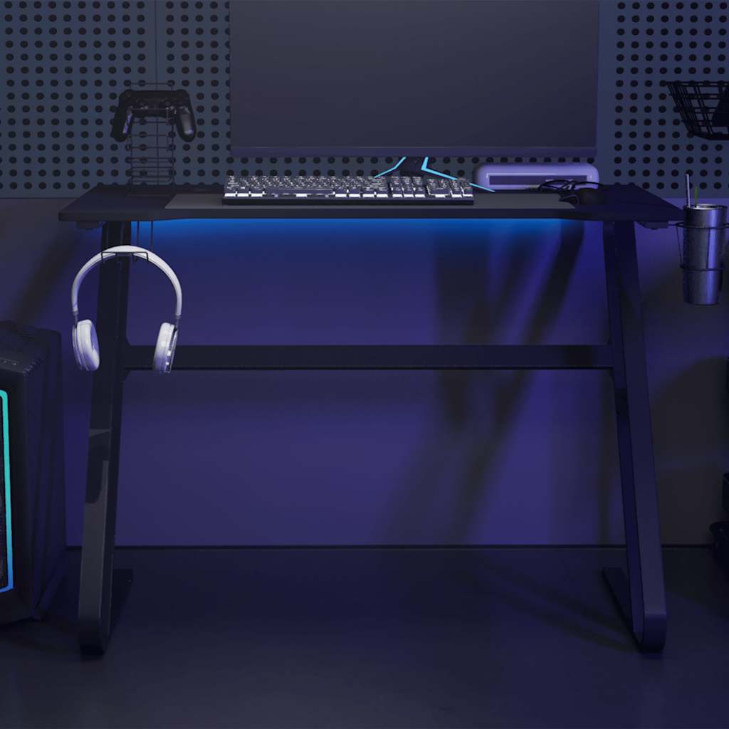 vidaXL Γραφείο Gaming Μαύρο 110 x 60 x 75 εκ. με Πόδια σε Σχήμα ΖΖ