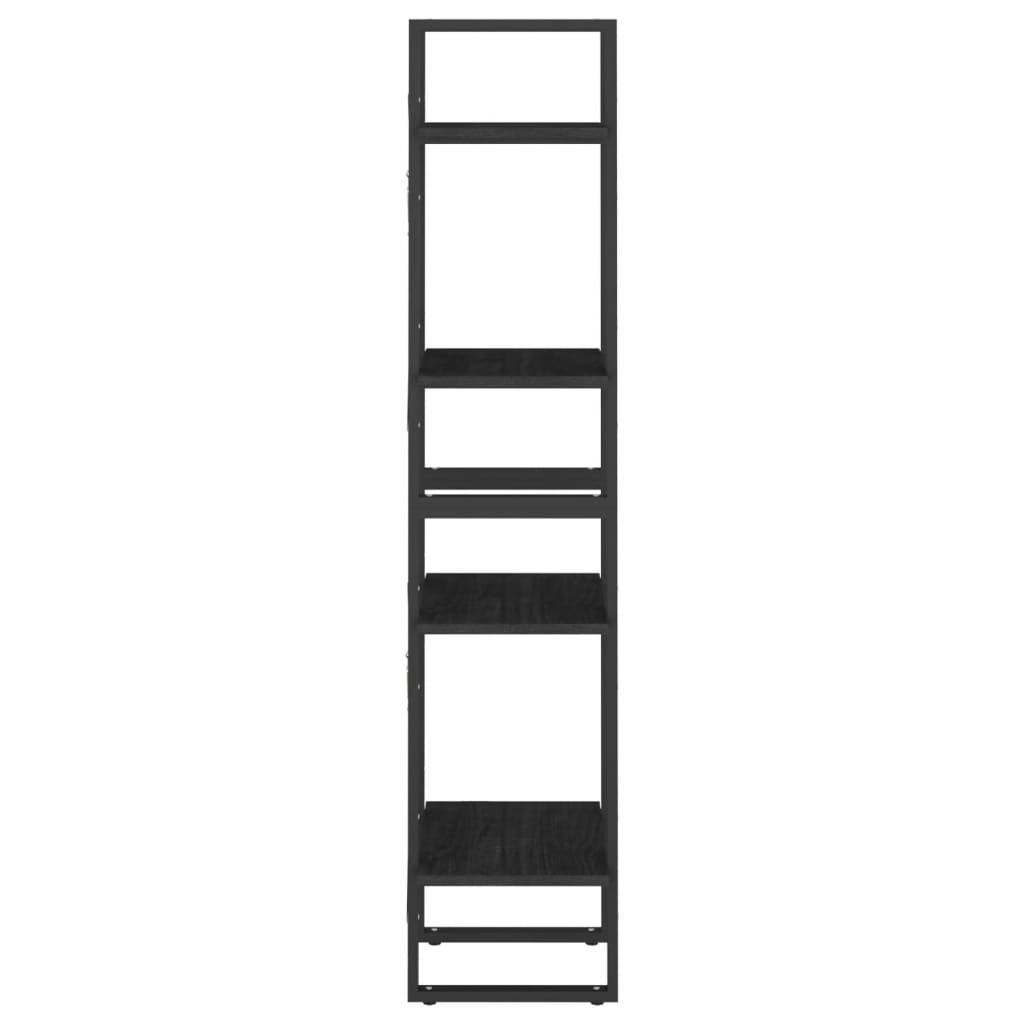 vidaXL Βιβλιοθήκη με 4 Ράφια Μαύρη 40x30x140 εκ. από Μασίφ Ξύλο Πεύκου