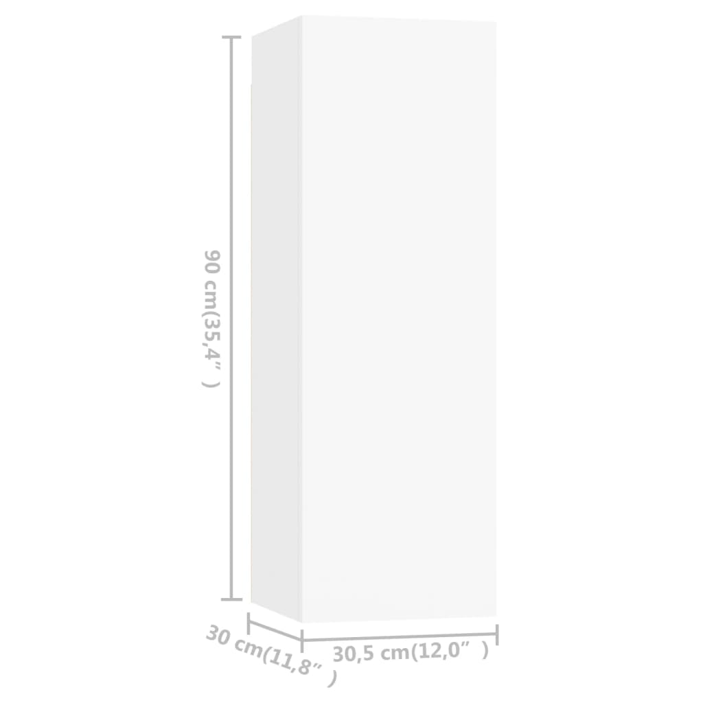vidaXL Έπιπλα Τηλεόρασης 4 τεμ. Λευκά 30,5 x 30 x 90 εκ. Επεξ. Ξύλο