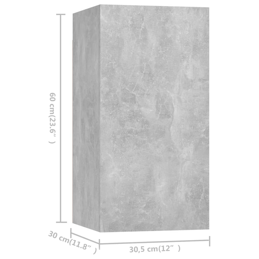 vidaXL Έπιπλα Τηλεόρασης 7 τεμ. Γκρι Σκυρ. 30,5x30x60 εκ. Μοριοσανίδα