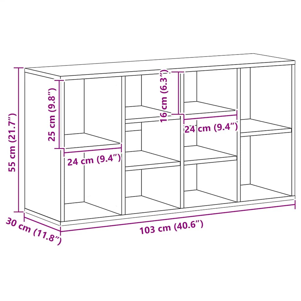 vidaXL Παπουτσοθήκη Μαύρη 103 x 30 x 55 εκ. από Επεξ. Ξύλο