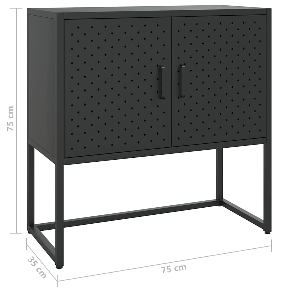 vidaXL Μπουφές Μαύρος 75 x 35 x 75 εκ. από Ατσάλι