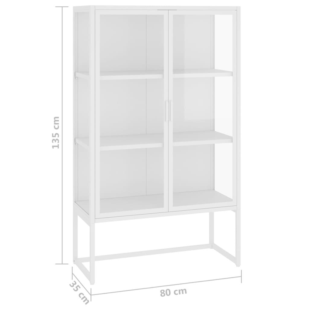 vidaXL Μπουφές Λευκός 80 x 35 x 135 εκ. από Ατσάλι και Ψημένο Γυαλί