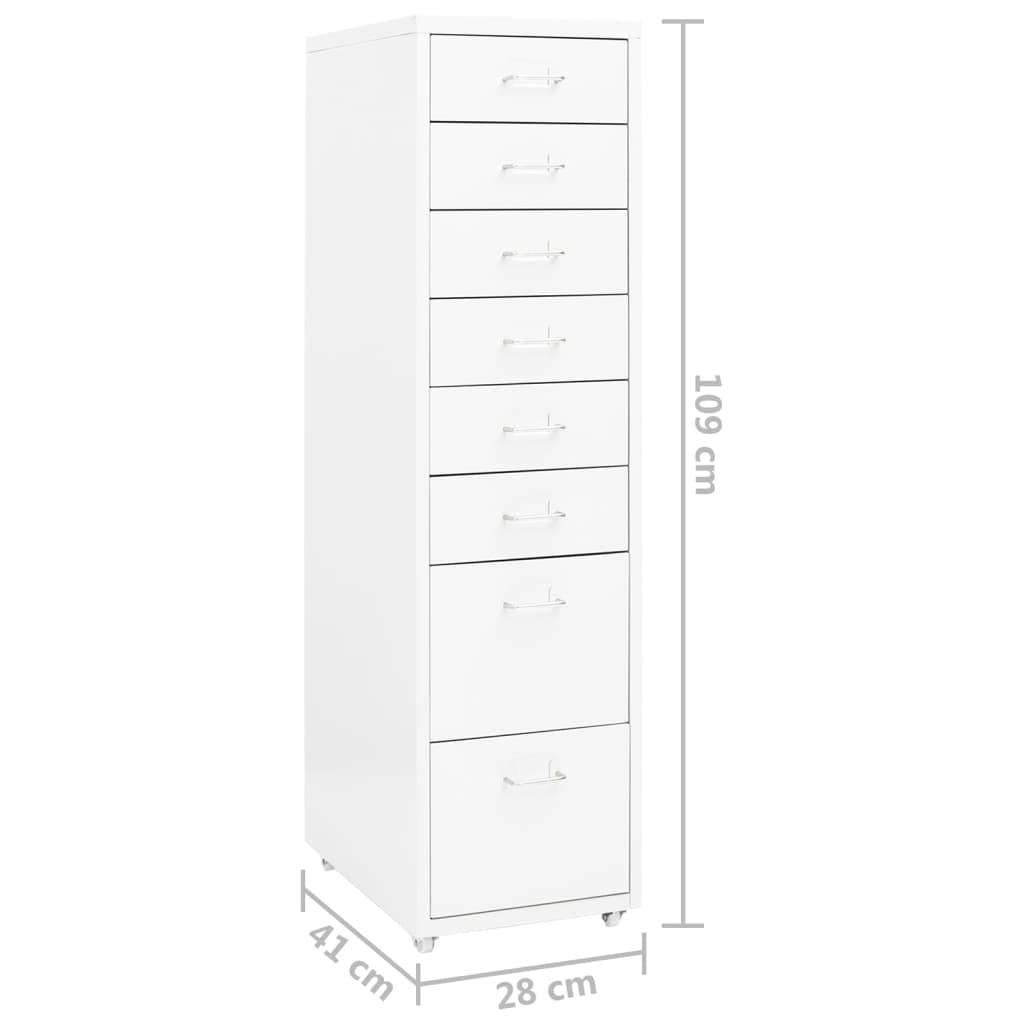 vidaXL Αρχειοθήκη Φορητή Λευκή 28 x 41 x 109 εκ. Μεταλλική