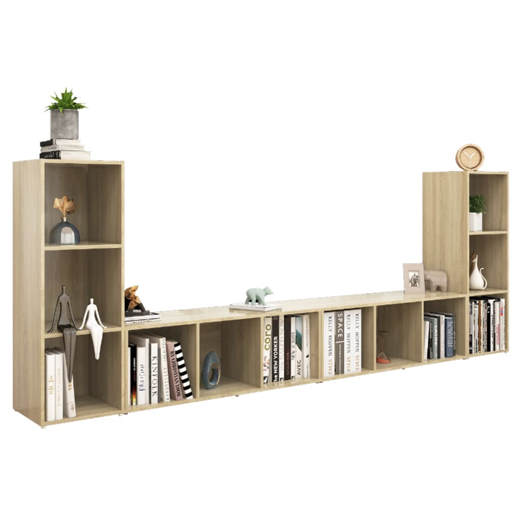 vidaXL Έπιπλα Τηλεόρασης 4 τεμ. Sonoma Δρυς 107x35x37 εκ. Μοριοσανίδα