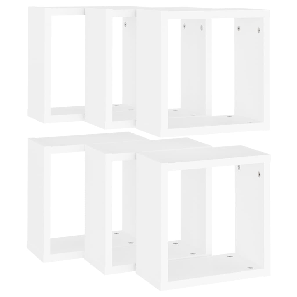 vidaXL Ράφια Κύβοι Τοίχου 6 τεμ. Λευκά 30 x 15 x 30 εκ.