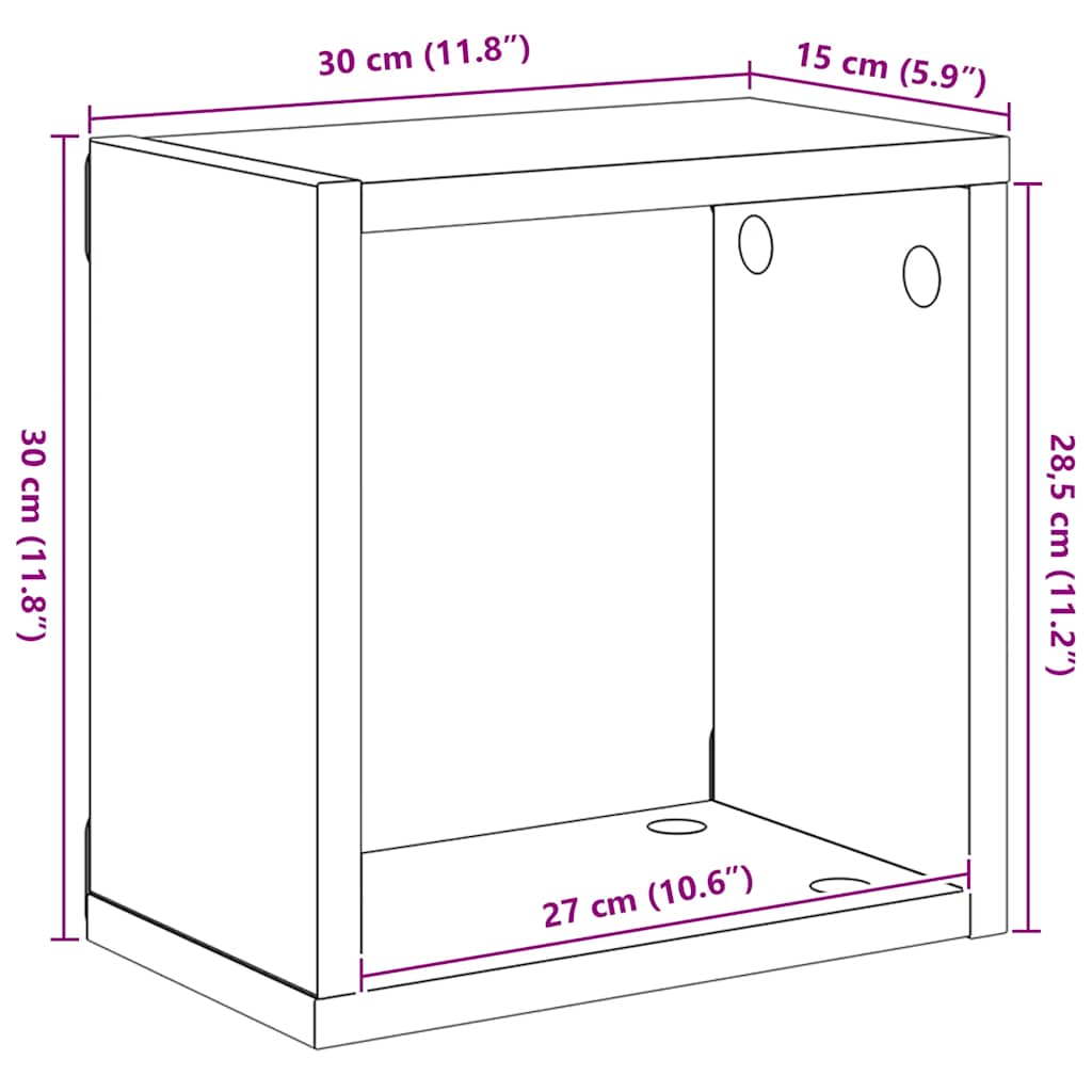 vidaXL Ράφια Κύβοι Τοίχου 4 τεμ. Γκρι Σκυροδέματος 30 x 15 x 30 εκ.