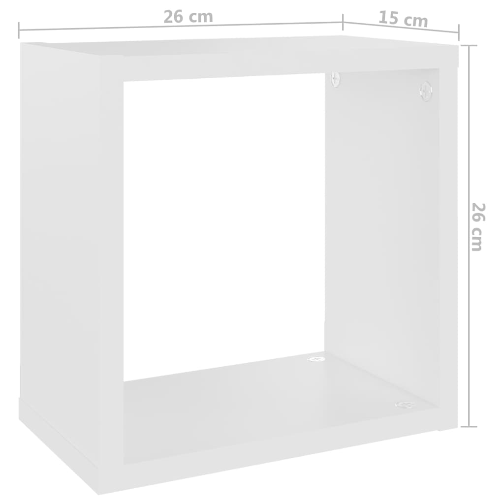 vidaXL Ράφια Κύβοι Τοίχου 2 τεμ. Λευκά 26 x 15 x 26 εκ.