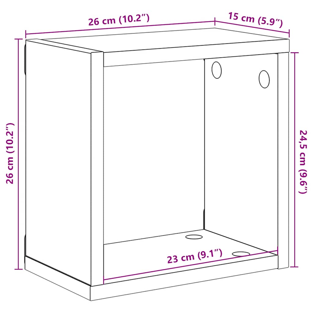 vidaXL Ράφια Κύβοι Τοίχου 4 τεμ. Sonoma Δρυς 26 x 15 x 26 εκ.