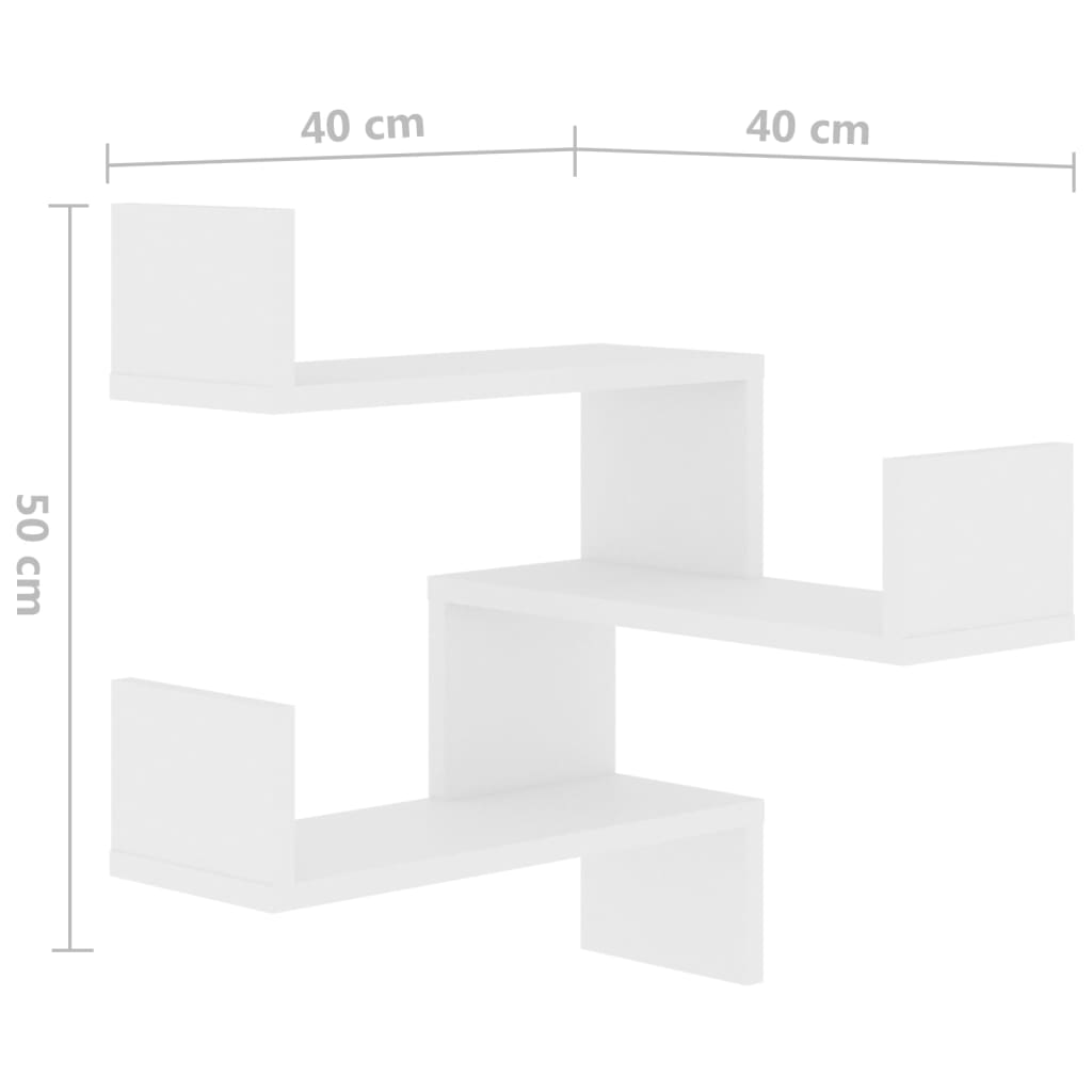 vidaXL Γωνιακή Ραφιέρα Τοίχου Λευκή 40 x 40 x 50 εκ. από Επεξ. Ξύλο