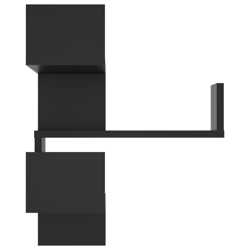 vidaXL Γωνιακή Ραφιέρα Τοίχου Μαύρη 40 x 40 x 50 εκ. από Επεξ. Ξύλο